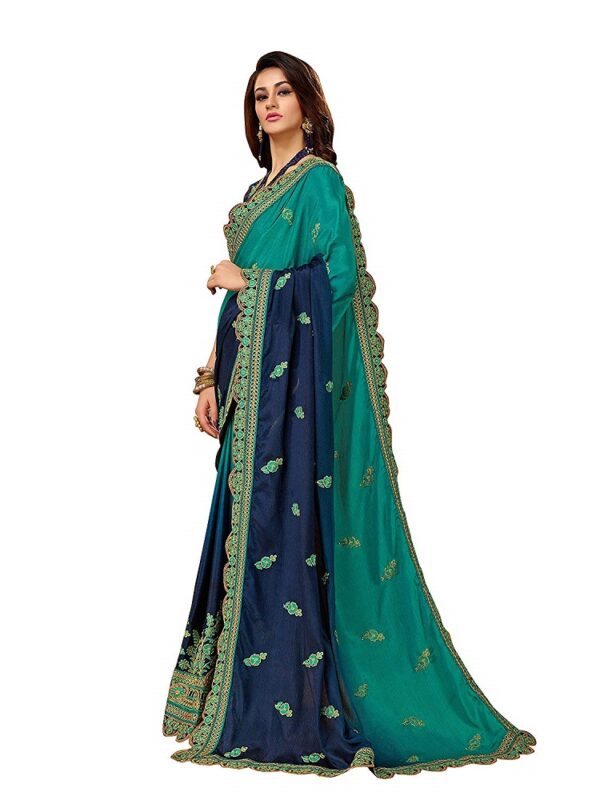 Blue Chiffon Embroidered Saree 1