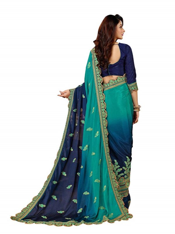 Blue Chiffon Embroidered Saree 2