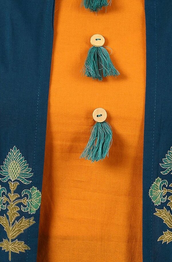 Cotton Indo Western Floral Print Tassel Kurta 6