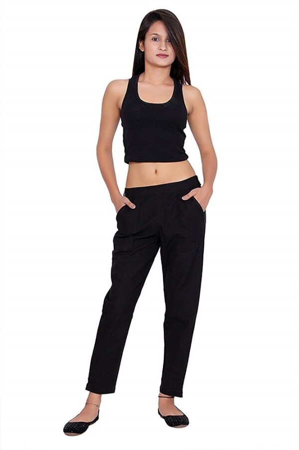 Cotton Regular Fit Black Pants