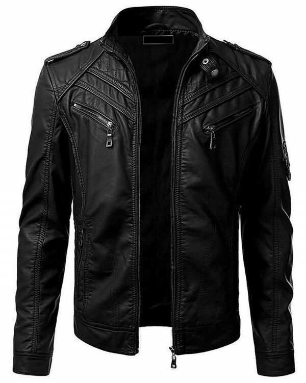 Faux Leather Biker Outerwear Jacket