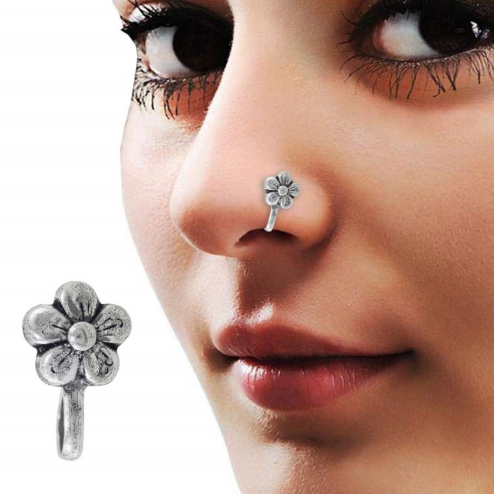 Buy Gold Plated Silver Contemporary Nose Pin online at Theloom