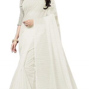 Party Wear White Cotton Saree