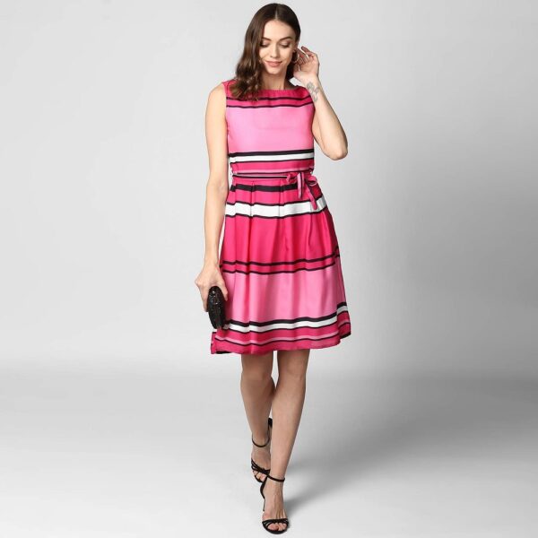 Pink Satin Stripe Dress 1