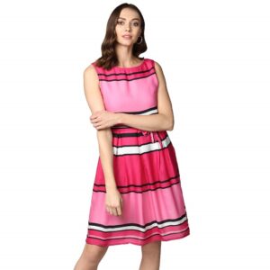 Pink Satin Stripe Dress