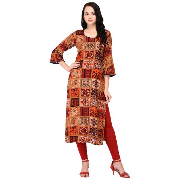 Rayon Printed Multicolored Straight Kurta 2