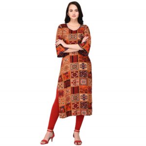 Rayon Printed Multicolored Straight Kurta