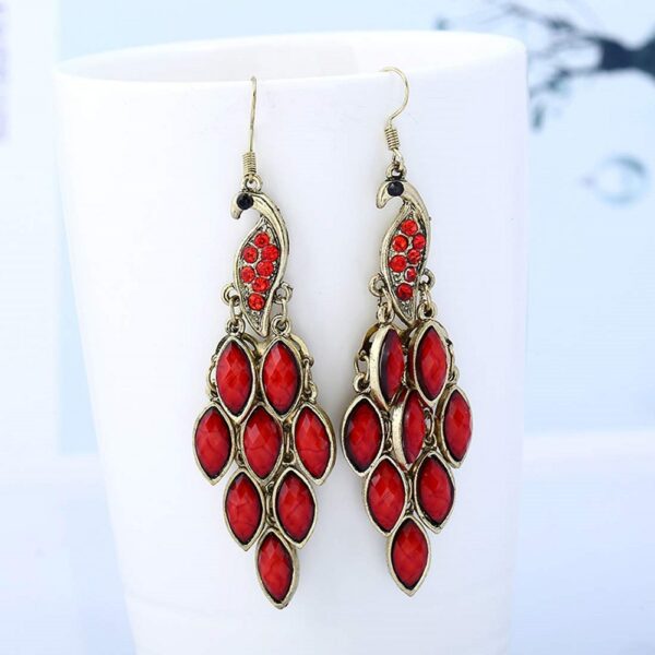 Red-Gold Peacock Earring 2