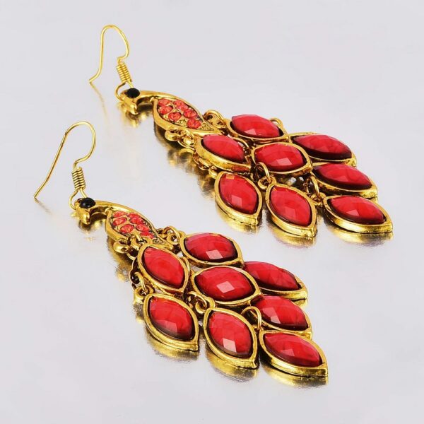 Red-Gold Peacock Earring 3