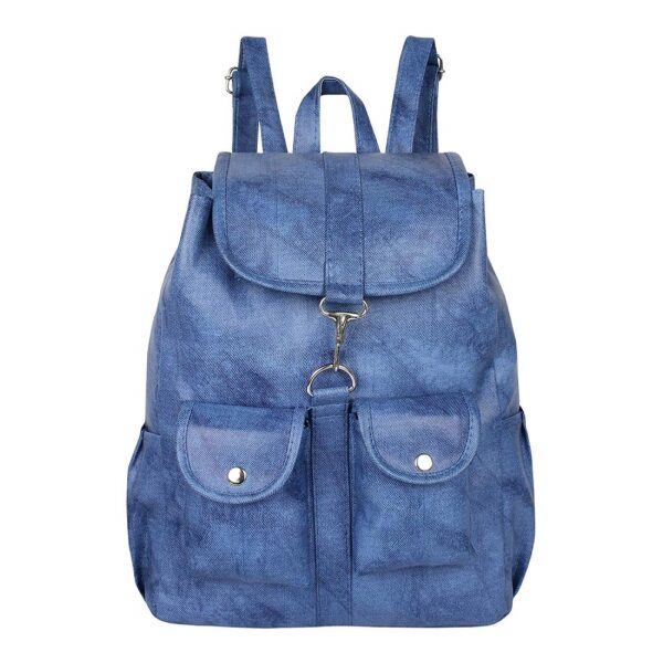 Stylish PU Leather Blue Backpack