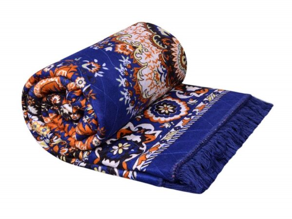 Traditional Design Jute Filling Blue Colored Sheet Carpet (5 x 7 Feet) - Home Elite - Image 4