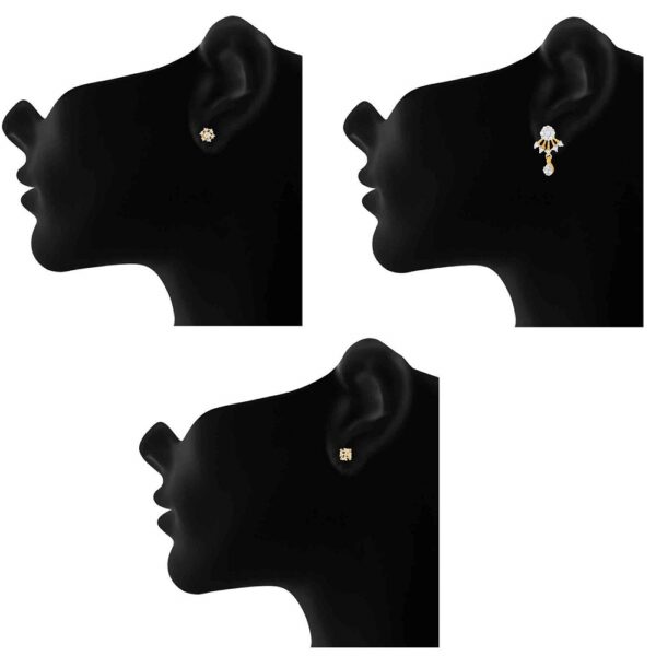 Exclusive Gold Plated Combo Of Cubic Zirconia 3 Stud Earrings For Women & Girls CO1104803G Mahi - Image 2