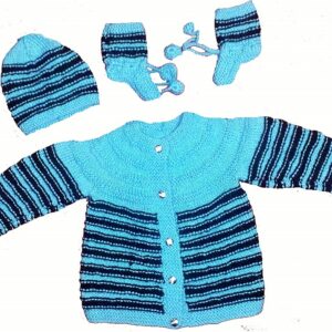 Hand Made Sky Blue & Black Sweater Set