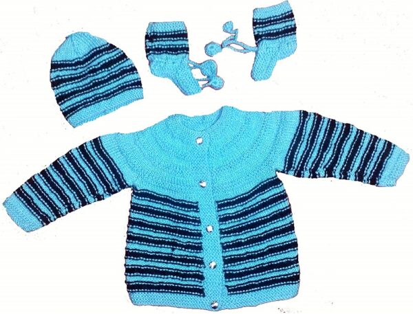 Hand Made Sky Blue & Black Sweater Set
