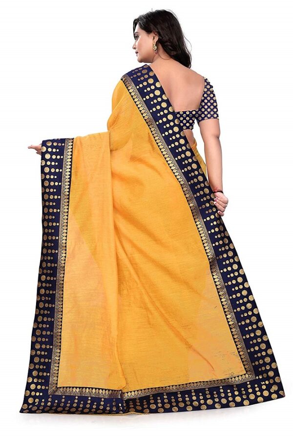 Jacquard Border Polka Dots Chanderi Gold Saree 2