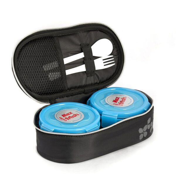 Max Blue Fresh Click Steel Lunch Box Set (300ml, Set of 2) - Cello - Image 2