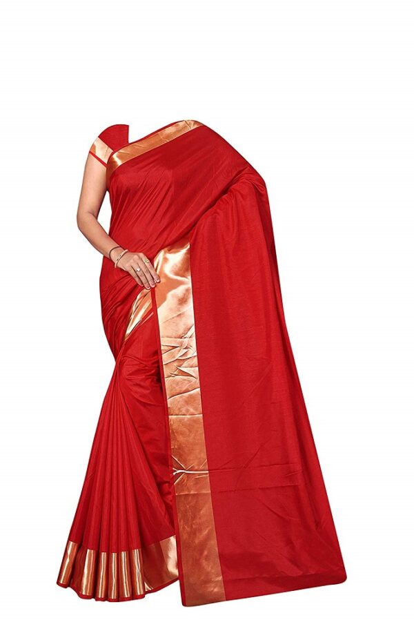 Sana Silk Plain Saree With Golden Border 1