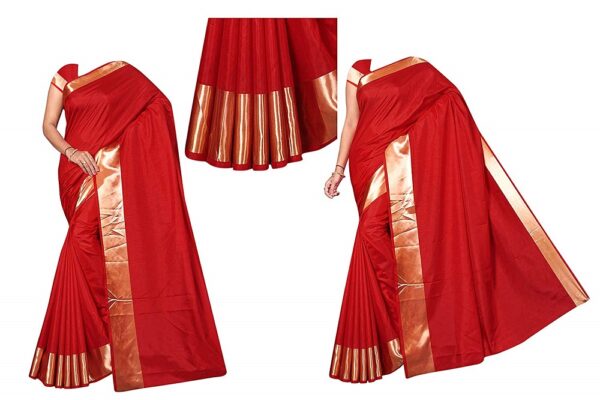 Sana Silk Plain Saree With Golden Border 2