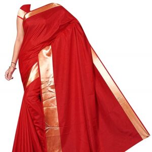 Sana Silk Plain Saree With Golden Border