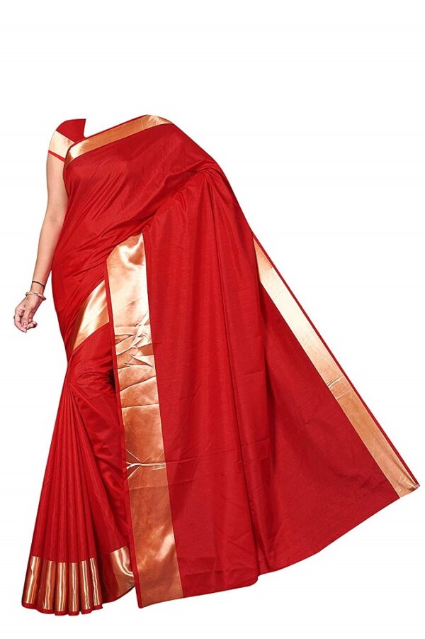 Sana Silk Plain Saree With Golden Border