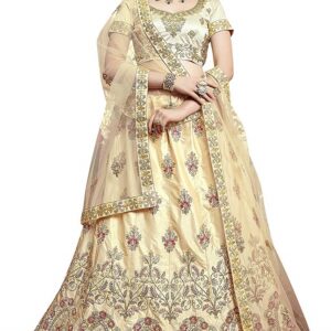 Silk Embroidered Beige Color Lehenga Choli
