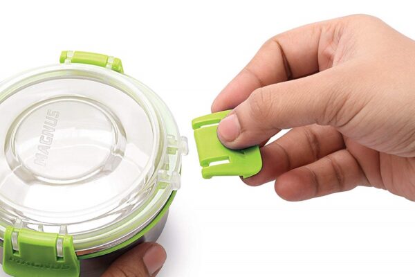 Stainless Steel Detachable Clip Lock & Leak Proof Containers Lunch Box With Bag, 5 Pcs Set - Magnus - Image 2