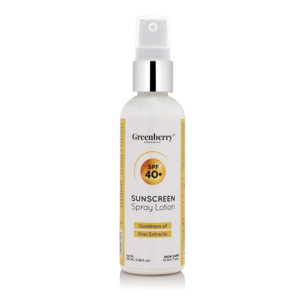 Organics SPF 40+ Sunscreen Spray Lotion (Sun Shield, Skin Revival & All Types of Skin Protection with Goodness of Kiwi Extracts 100 ML) - Greenberry