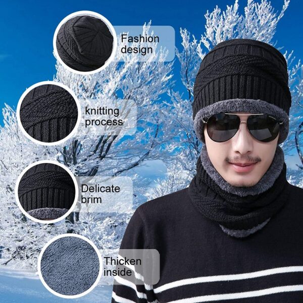 Unisex Acrylic Woolen Beanie Handcuffs Black Medium Cap 4