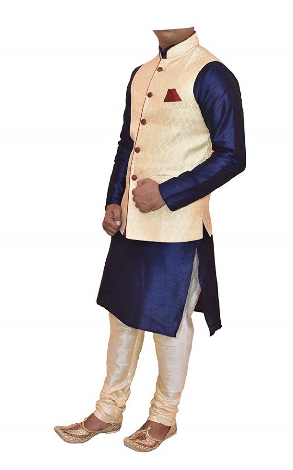 Banarasi Dupioni Silk Kurta Churidar with Waistcoat 2