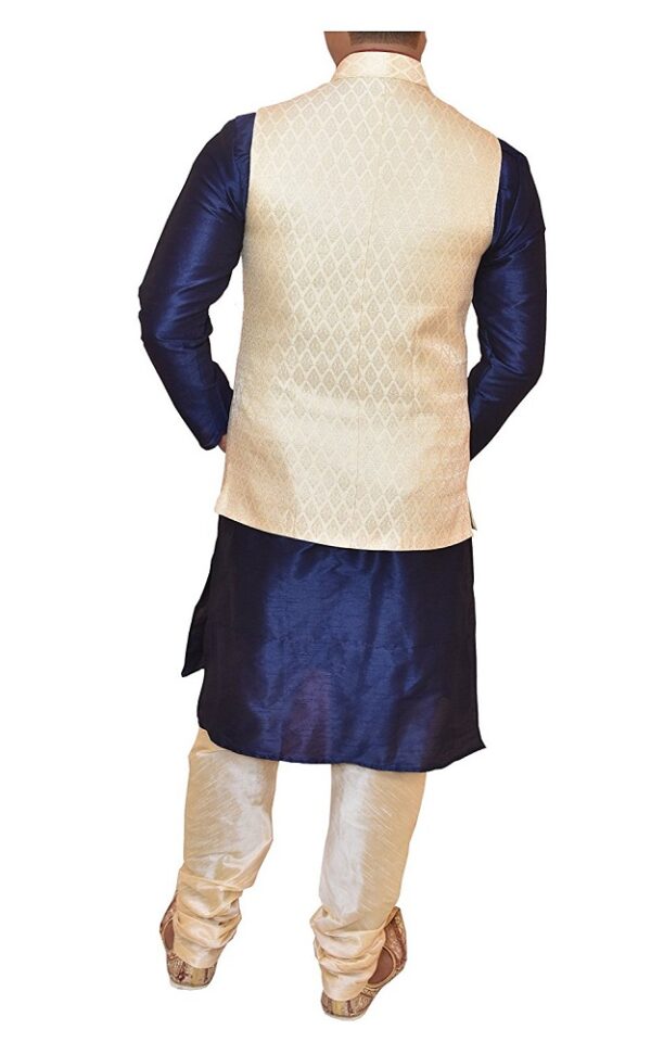 Banarasi Dupioni Silk Kurta Churidar with Waistcoat 3