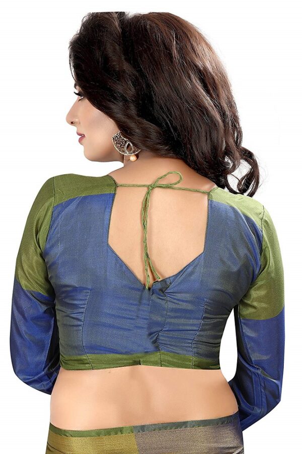 Blue Green Cotton Saree 2