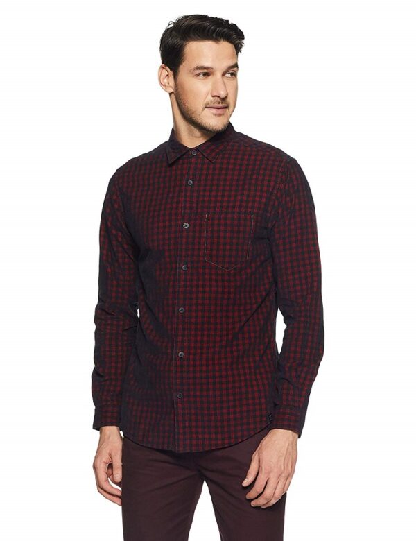 Checkered Slim Fit Casual Shirt For Men - Spykar