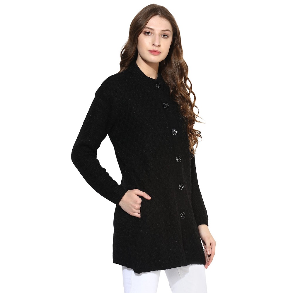 Buy Woollen Black Color Coat For Women - One Femme Online at Best Price ...