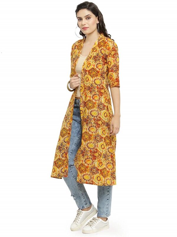 Cotton Floral Print Long Cape 2