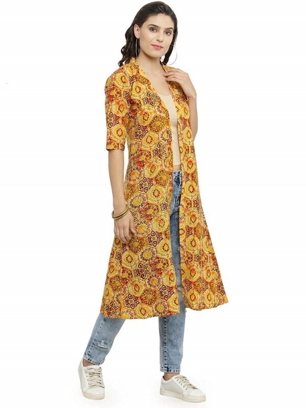 Cotton Floral Print Long Cape 3