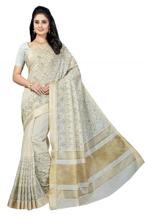 Cotton Silk Blend Embroidered Saree