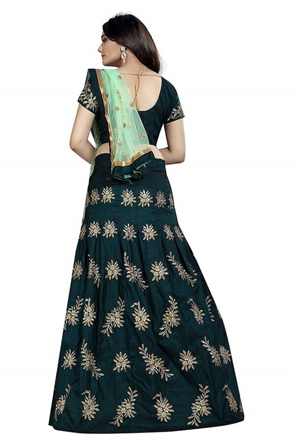 Dark Green Silk Lehenga Choli 2