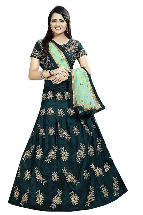 Dark Green Silk Lehenga Choli