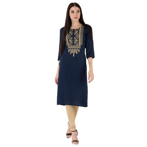 Embroidered Cotton Straight Kurti