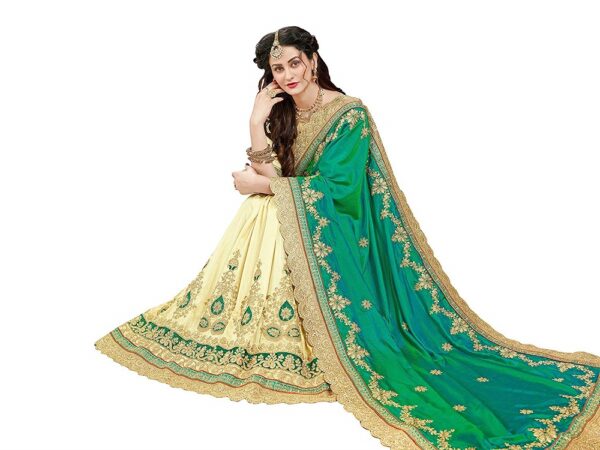 Embroidery Green Art Silk Saree 3