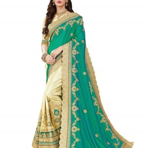 Embroidery Green Art Silk Saree