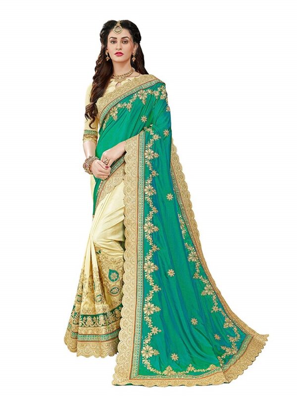 Embroidery Green Art Silk Saree