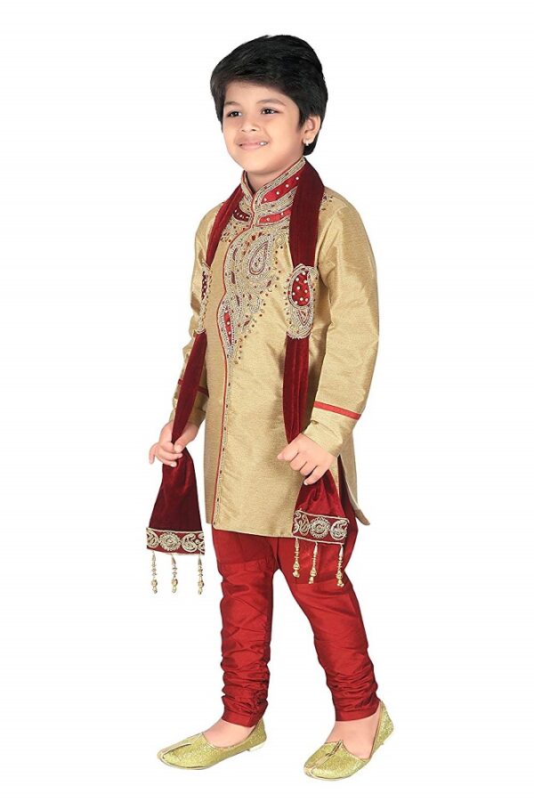 Embroidery Sherwani and Breeches Set With Dupatta 2