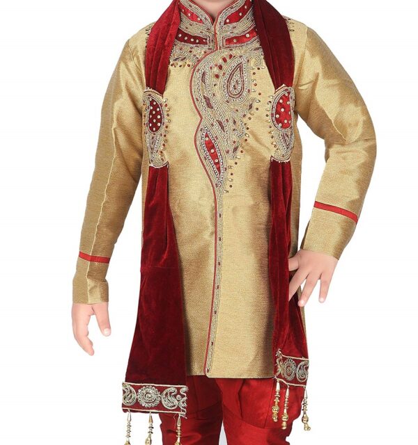 Embroidery Sherwani and Breeches Set With Dupatta 3