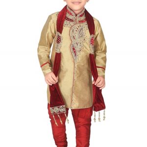 Embroidery Sherwani and Breeches Set With Dupatta