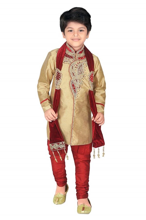 Embroidery Sherwani and Breeches Set With Dupatta