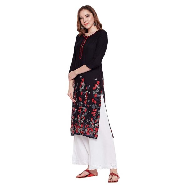 Floral Print Embroidered Neck Straight Kurta kurti 2