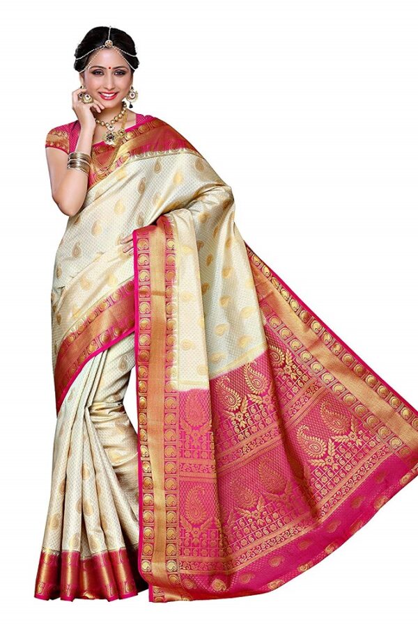 Kanjivaram Style Off White Traditional Art Silk Saree 1