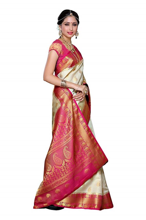 Kanjivaram Style Off White Traditional Art Silk Saree 2