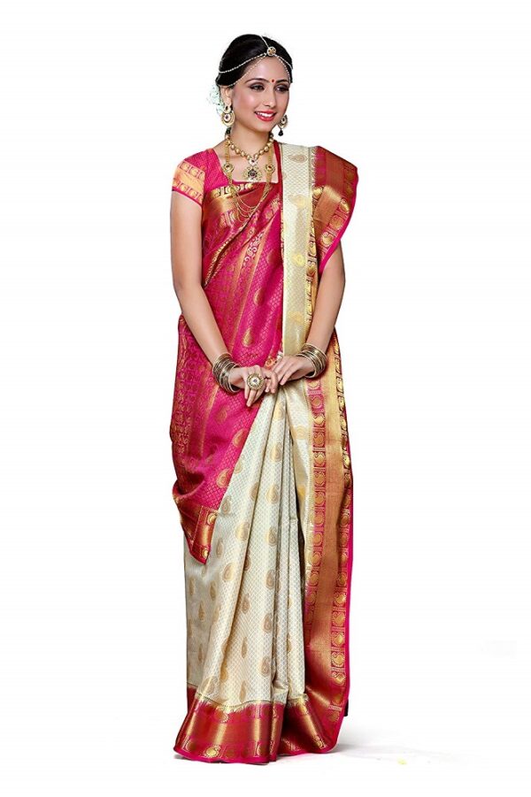 Kanjivaram Style Off White Traditional Art Silk Saree 4